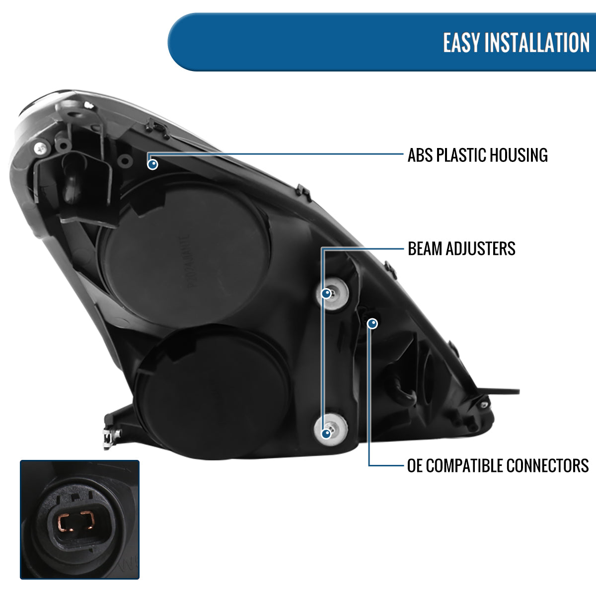 Ronnin - Fits 2000-2005 Toyota Celica LED DRL Daytime Running Lights Projector Headlights Pair | Smoke