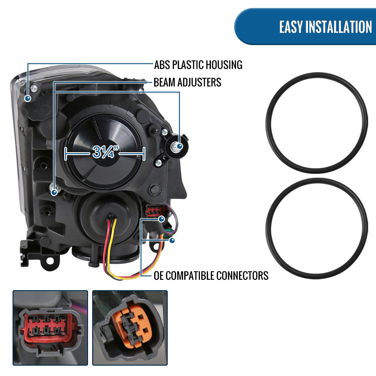Ronnin - Fits 2003-2007 Infiniti G35 Coupe Upgraded Replacement LED Switchback Sequential Turn Signals Xenon HID Projector Headlights Assembly Pair | Smoke
