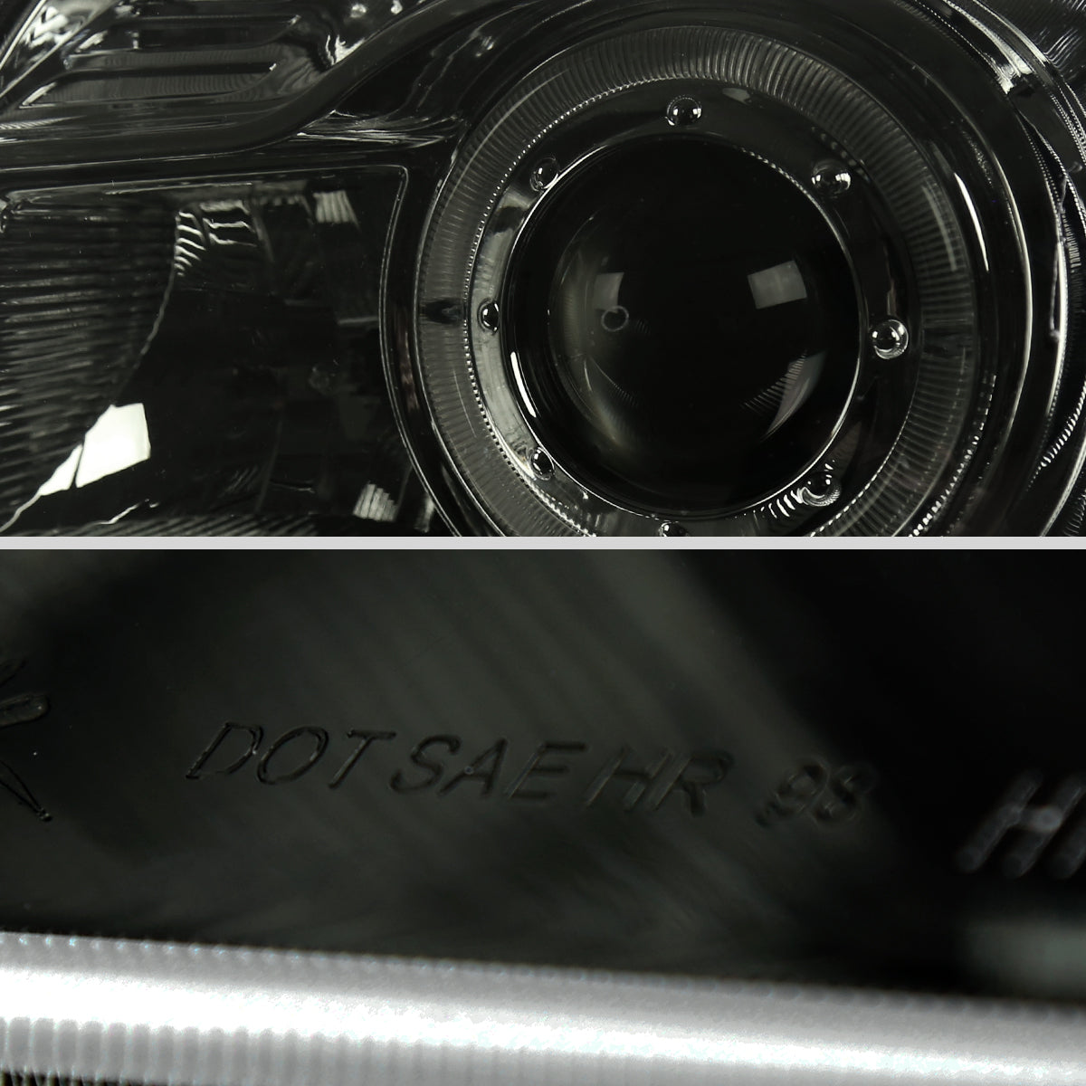 Ronnin - Fits 1998-2000 Ford Ranger LED Halo Rims Projector Headlights Head Lamps Replacement Pair | Smoke