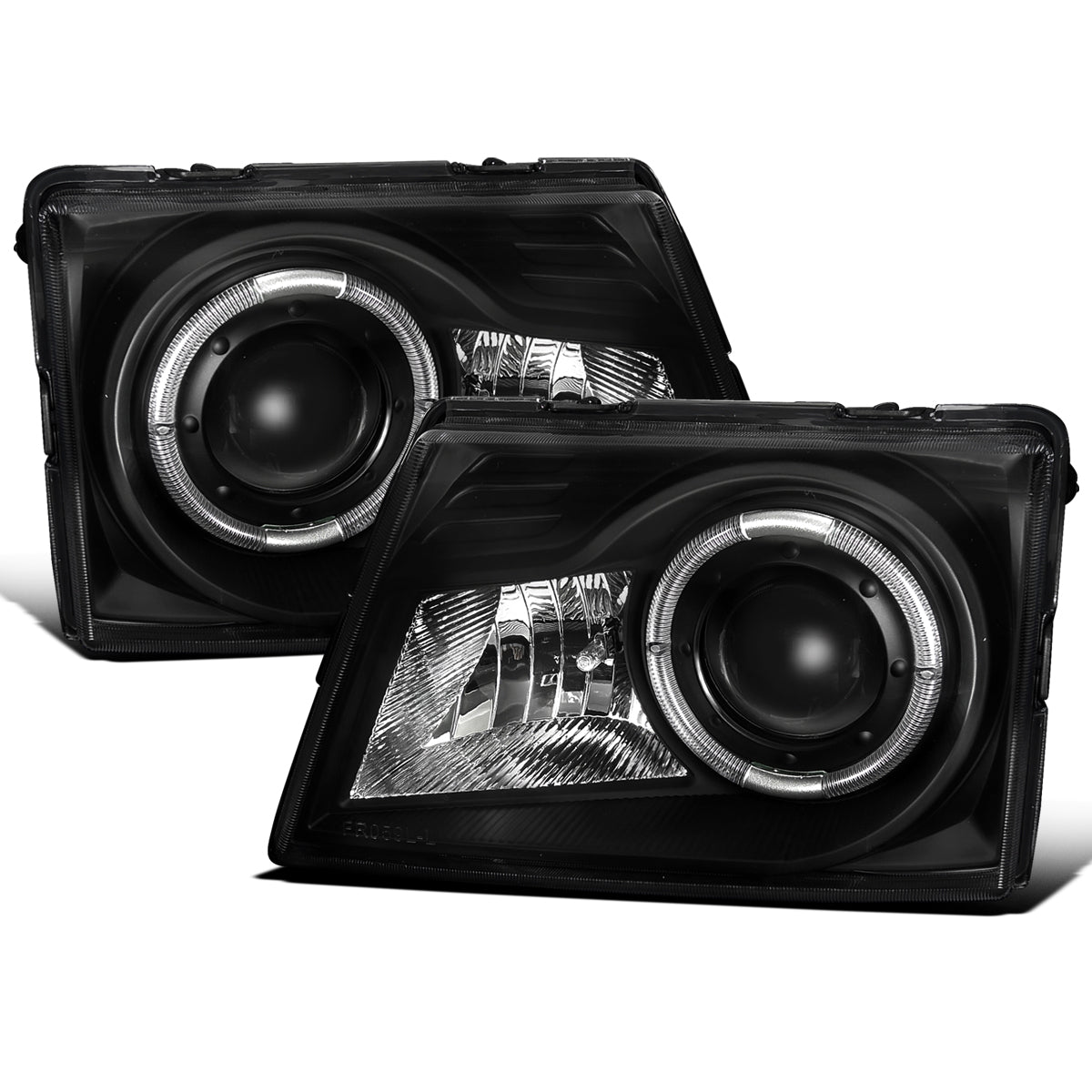 Ronnin - Fits 1998-2000 Ford Ranger LED Halo Rims Projector Headlights Head Lamps Replacement Pair | Black