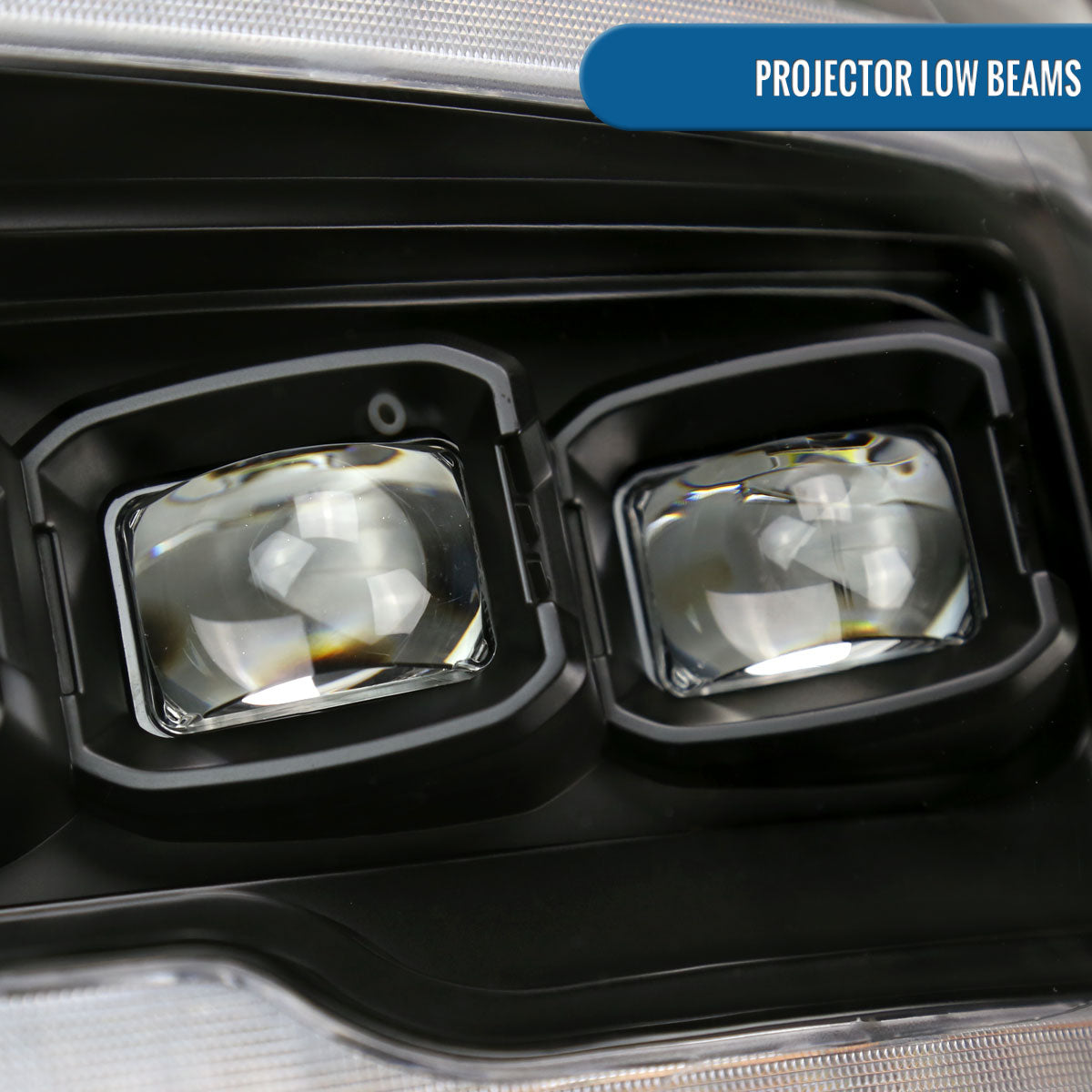 Ronnin - Fits 2009-2018 Ram 1500 2500 3500 Upgraded Amber Running Lights Full LED Triple Projector Headlights Switchback Sequential Signal + Animated Startup Effect Pair | Black
