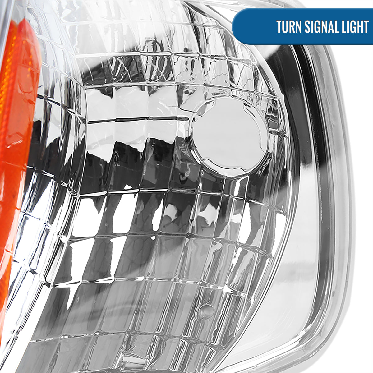 Ronnin - Fits 1997-2004 Ford F150 Expedition Corner Parking Signal Lights Replacement Assembly Pair | Chrome