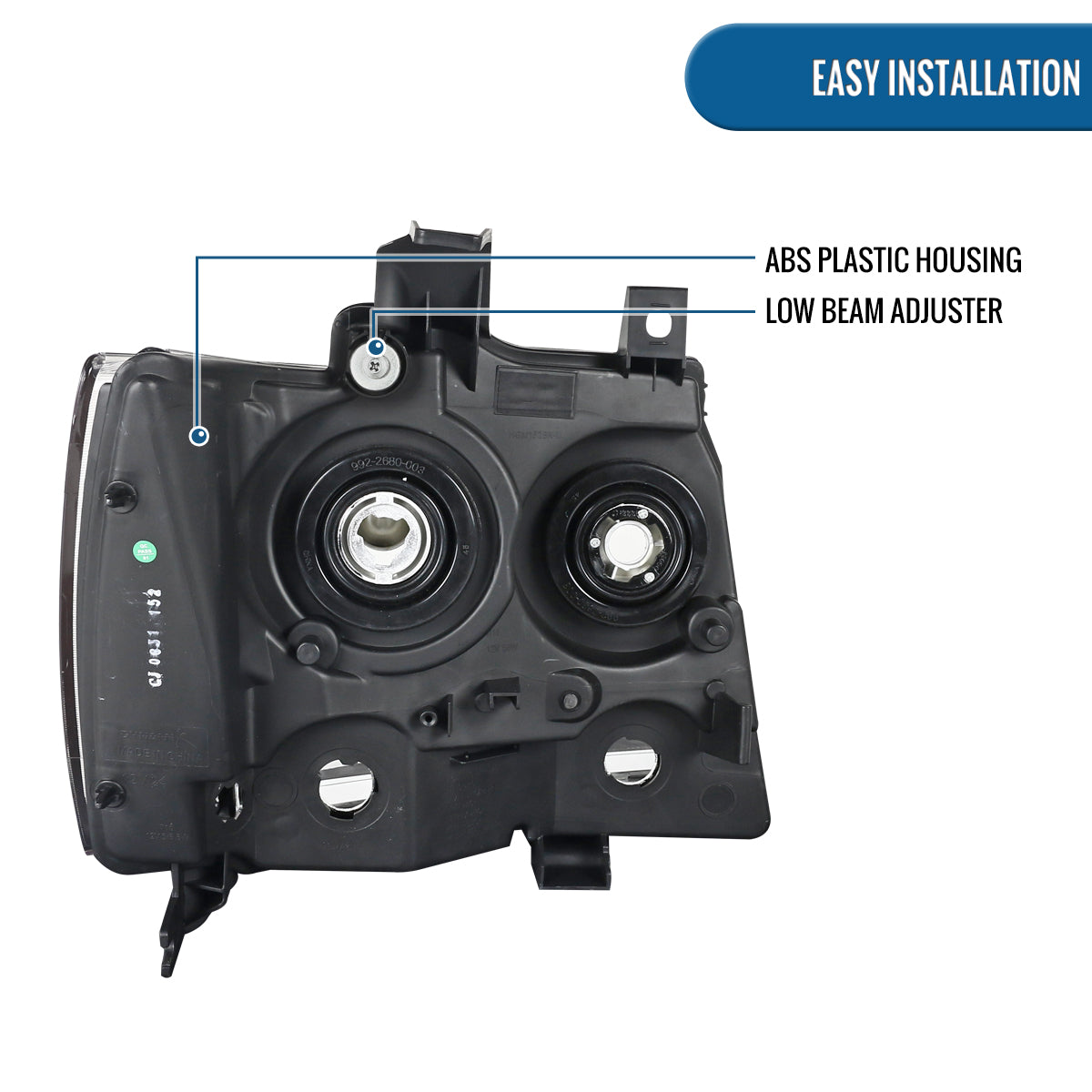 Ronnin - Fits 2007-2014 Chevy Avalanche Tahoe Suburban Factory Replacement Headlights Assembly Pair | Black