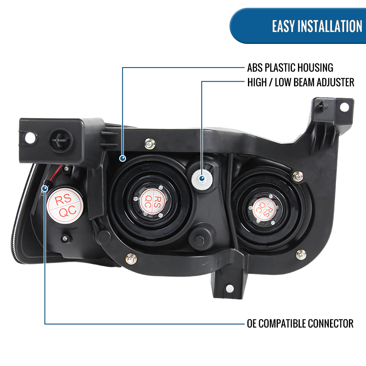 Ronnin - Fits 2006-2010 Dodge Charger Upgraded LED Running Lights Halogen Headlights Assembly Pair | Black