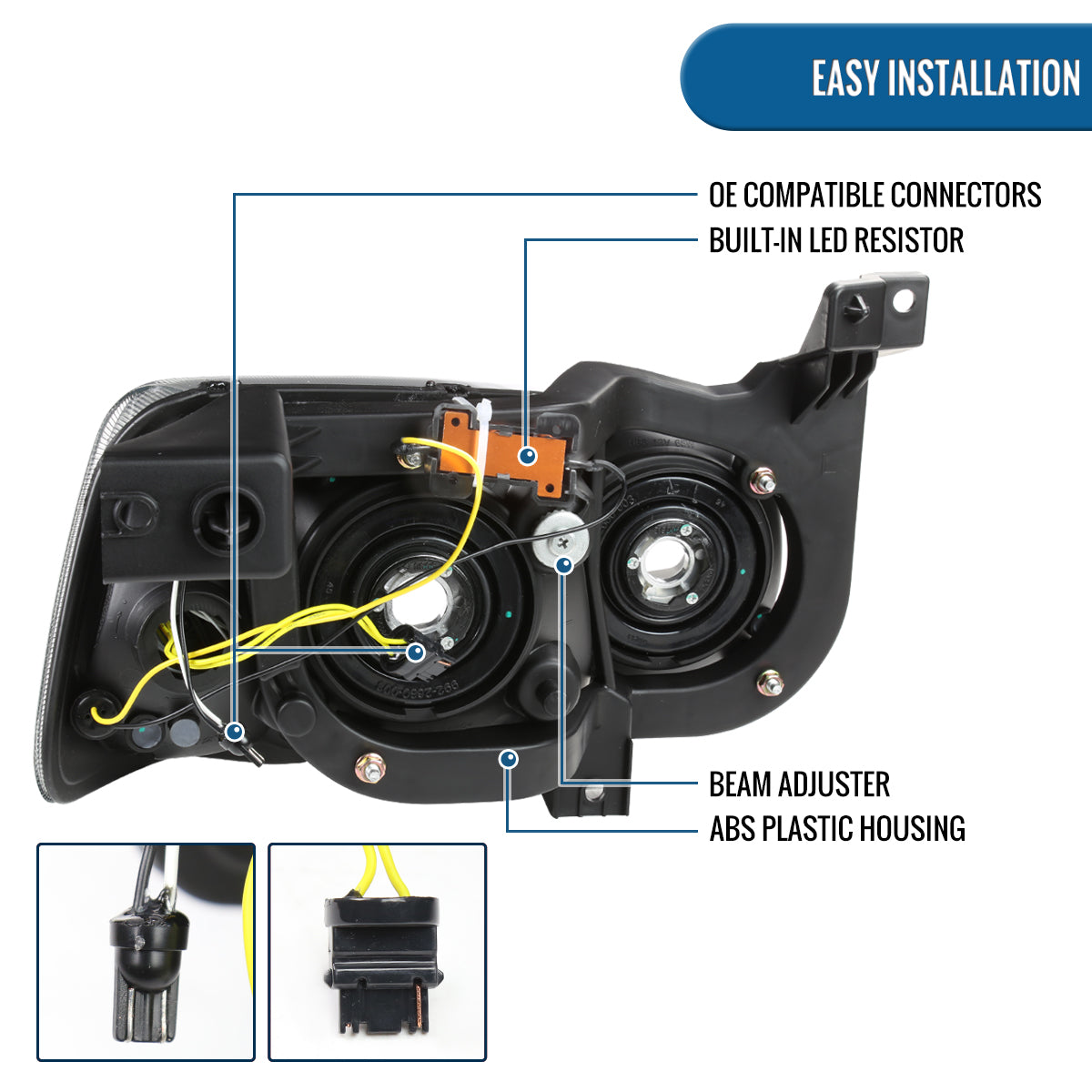 Ronnin - Fits 2006-2010 Dodge Charger Upgraded Replacement LED Tube Switchback Sequential Turn Signal Halogen Headlights Assembly Pair | Chrome