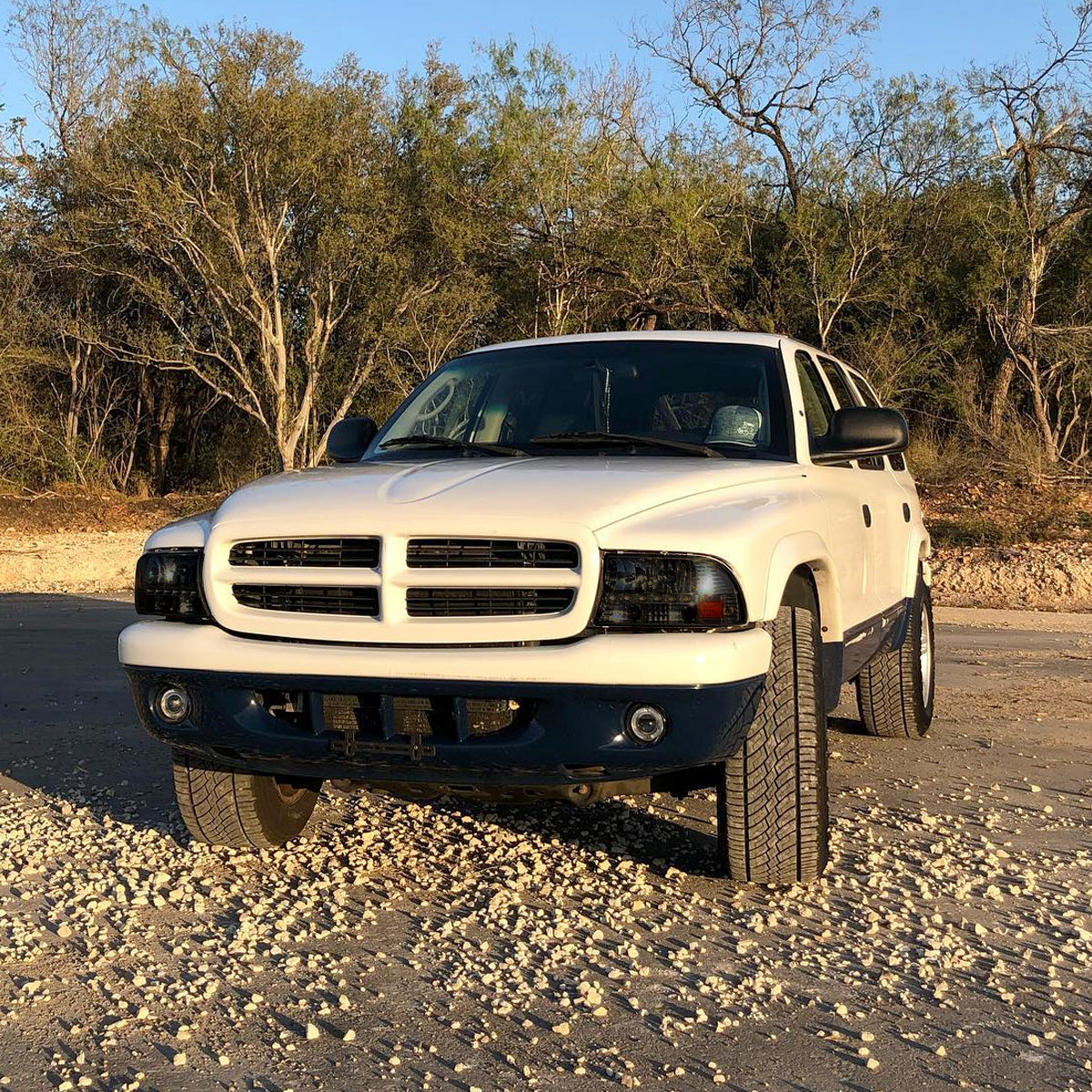 Ronnin - Fits 1997-2004 Dodge Dakota 1998-2003 Durango Upgraded Replacement LED Running Lights Headlights Assembly Pair | Smoke