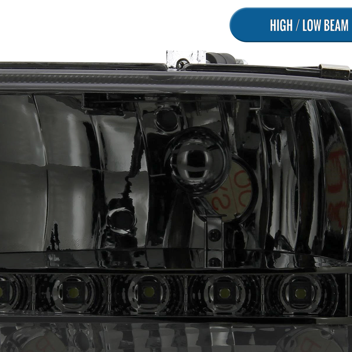 Ronnin - Fits 1997-2004 Dodge Dakota 1998-2003 Durango Upgraded Replacement LED Running Lights Headlights Assembly Pair | Smoke