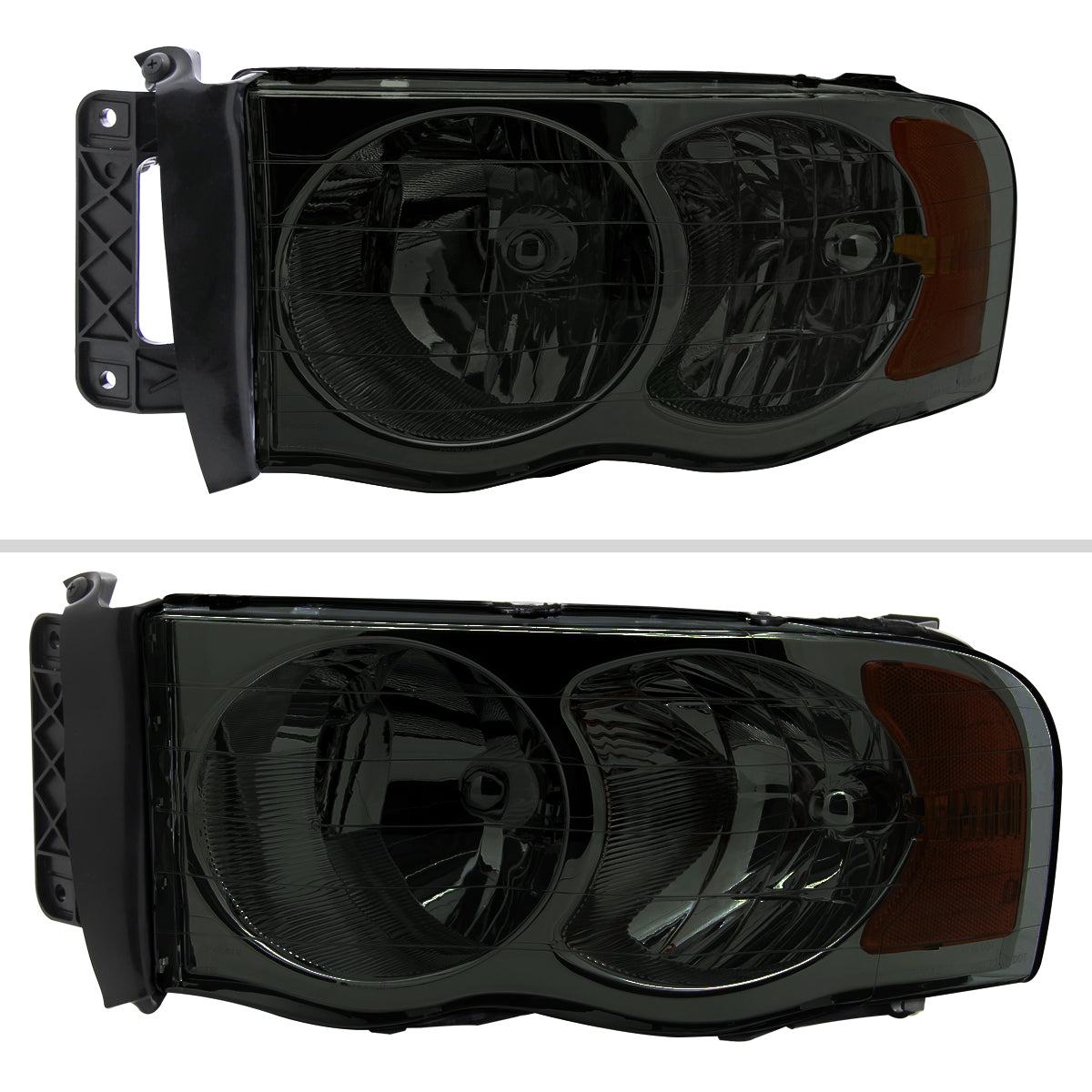 Ronnin - Fits 2002-2005 Dodge Ram 1500 2500 3500 Factory Style Replacement Headlights Assembly Pair | Smoke