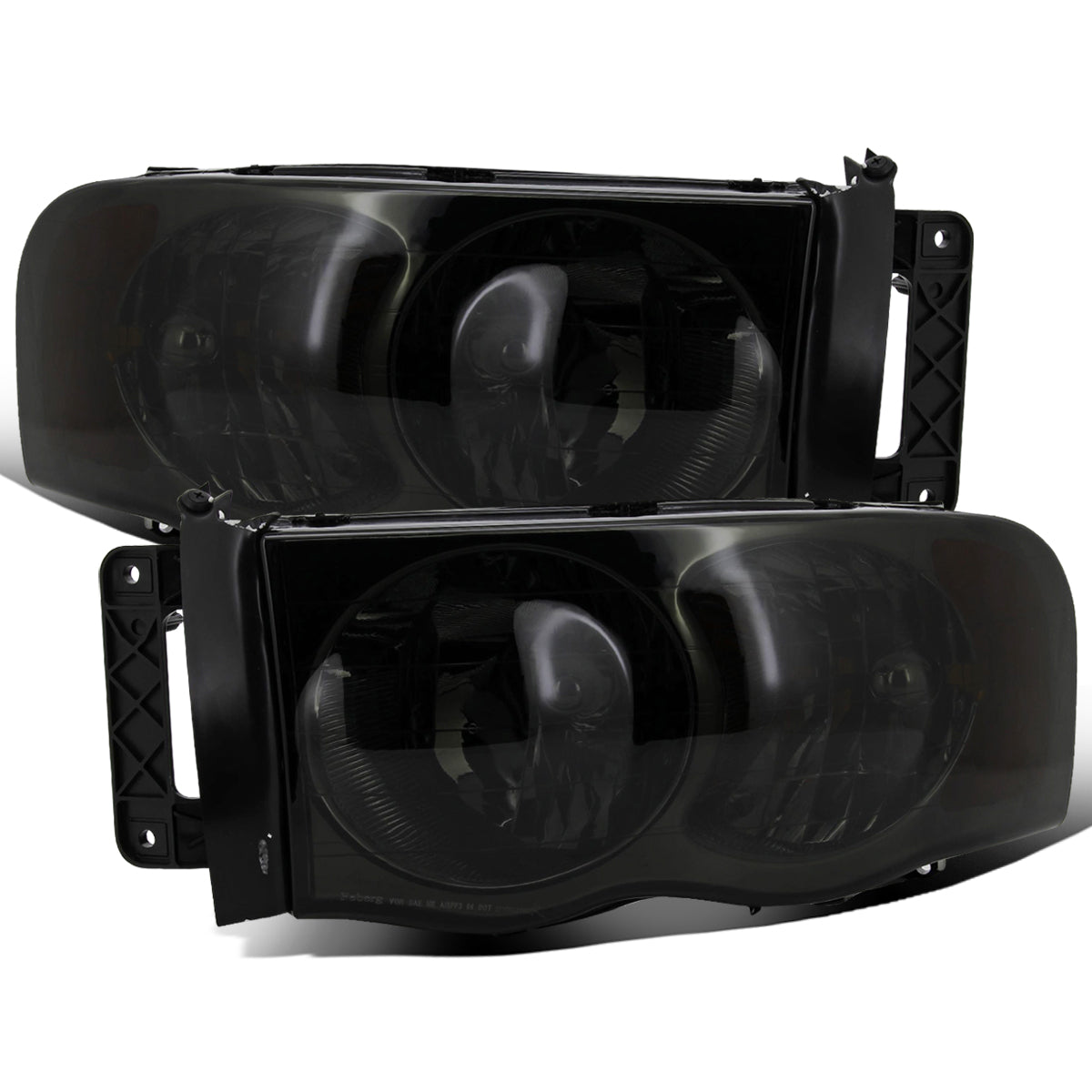 Ronnin - Fits 2002-2005 Dodge Ram 1500 2500 3500 Factory Style Replacement Headlights Assembly Pair | Smoke