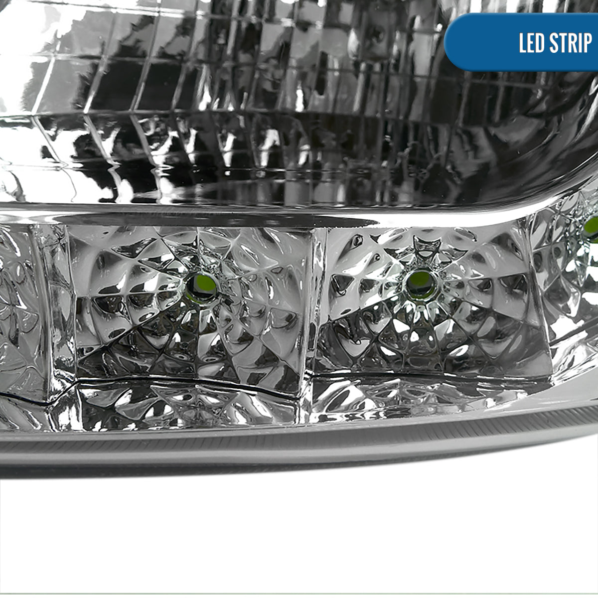 Ronnin - Fits 1997-2003 Ford F150 Expedition 2004 F150 Heritage All-in-One Factory Replacement LED Running Lights Headlights Assembly Pair | Chrome