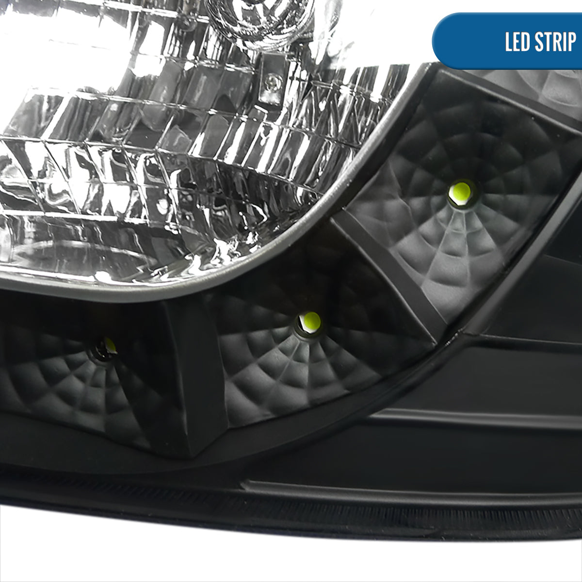 Ronnin - Fits 1997-2003 Ford F150 Expedition 2004 F150 Heritage All-in-One Factory Replacement LED Running Lights Headlights Assembly Pair | Black