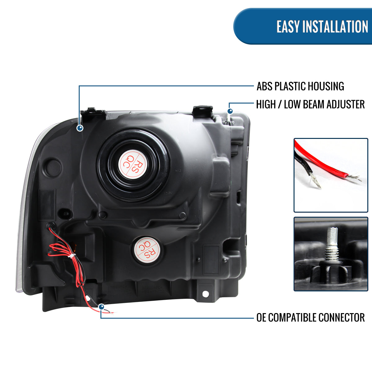 Ronnin - Fits 2005-2007 Ford F250 F350 F450 F550 2005 US Excursion Upgraded Headlights LED Running Lights Assembly Pair | Smoke