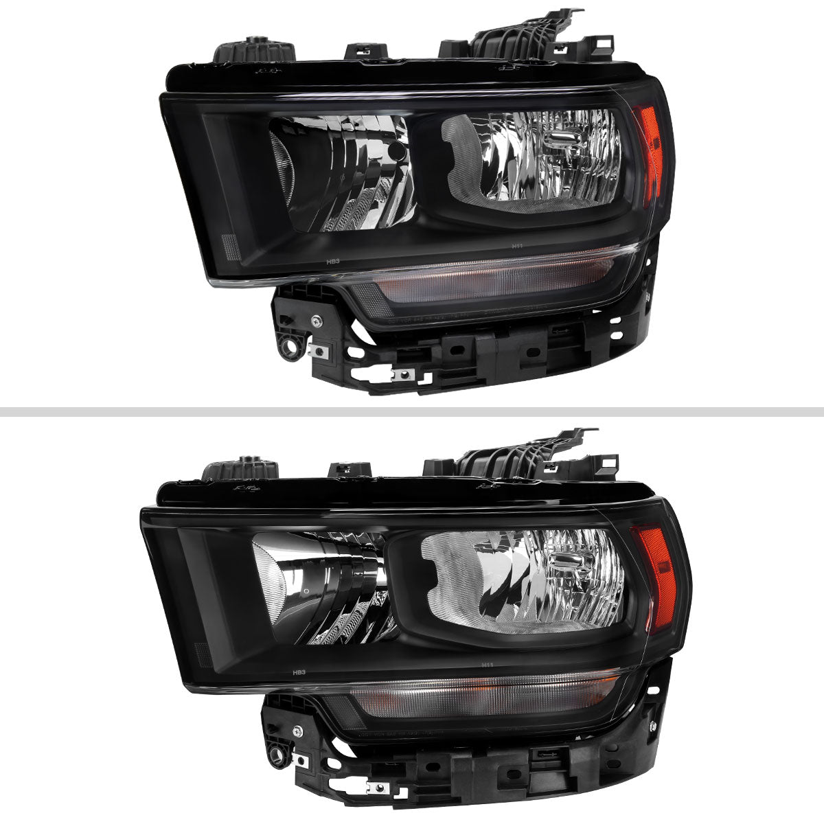Ronnin - Fits 2019-2024 Ram 2500 3500 4500 5500 Factory Replacement Halogen Headlight Assembly Piece | Left Driver Side | Black