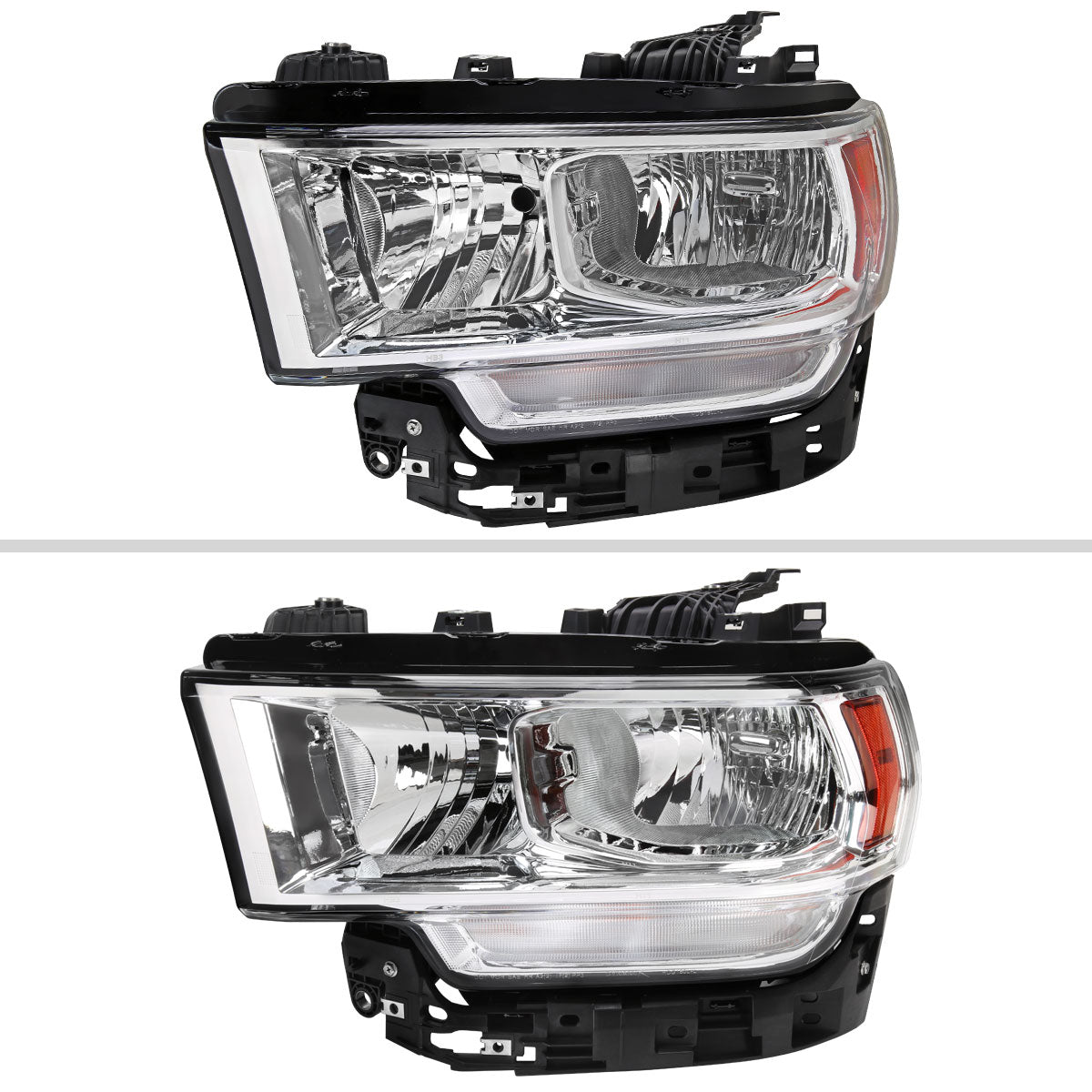 Ronnin - Fits 2019-2024 Ram 2500 3500 4500 5500 Factory Replacement Halogen Headlight Assembly Piece | Left Driver Side | Chrome
