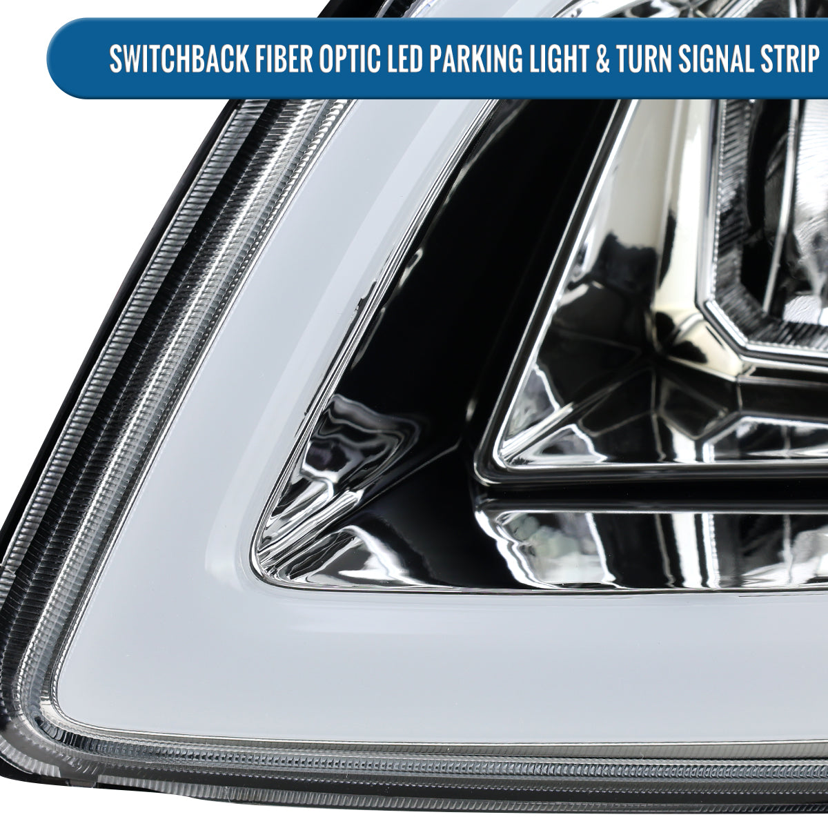 Ronnin - Fits 2005-2010 Chevy Cobalt Pontiac G5 Pursuit Upgraded Replacement LED Turn Signals Switchback Parking Square Shrouds Projector Headlights Assembly Pair | Chrome
