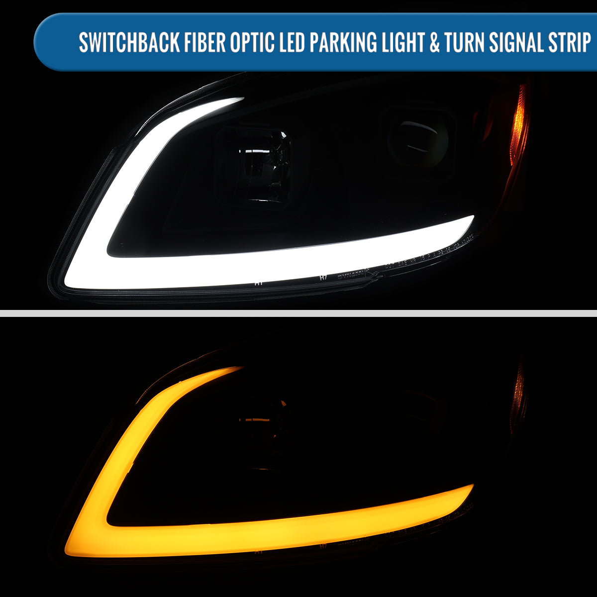 Ronnin - Fits 2005-2010 Chevy Cobalt Pontiac G5 Pursuit Upgraded Replacement LED Turn Signals Switchback Parking Square Shrouds Projector Headlights Assembly Pair | Black Smoke