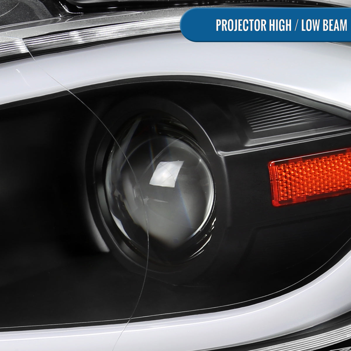 Ronnin - Fits 2013-2016 Dodge Dart Halogen Projector Headlights LED Switchback Sequential Turn Signals + Animated Startup Effect Parking Assembly Pair | Black