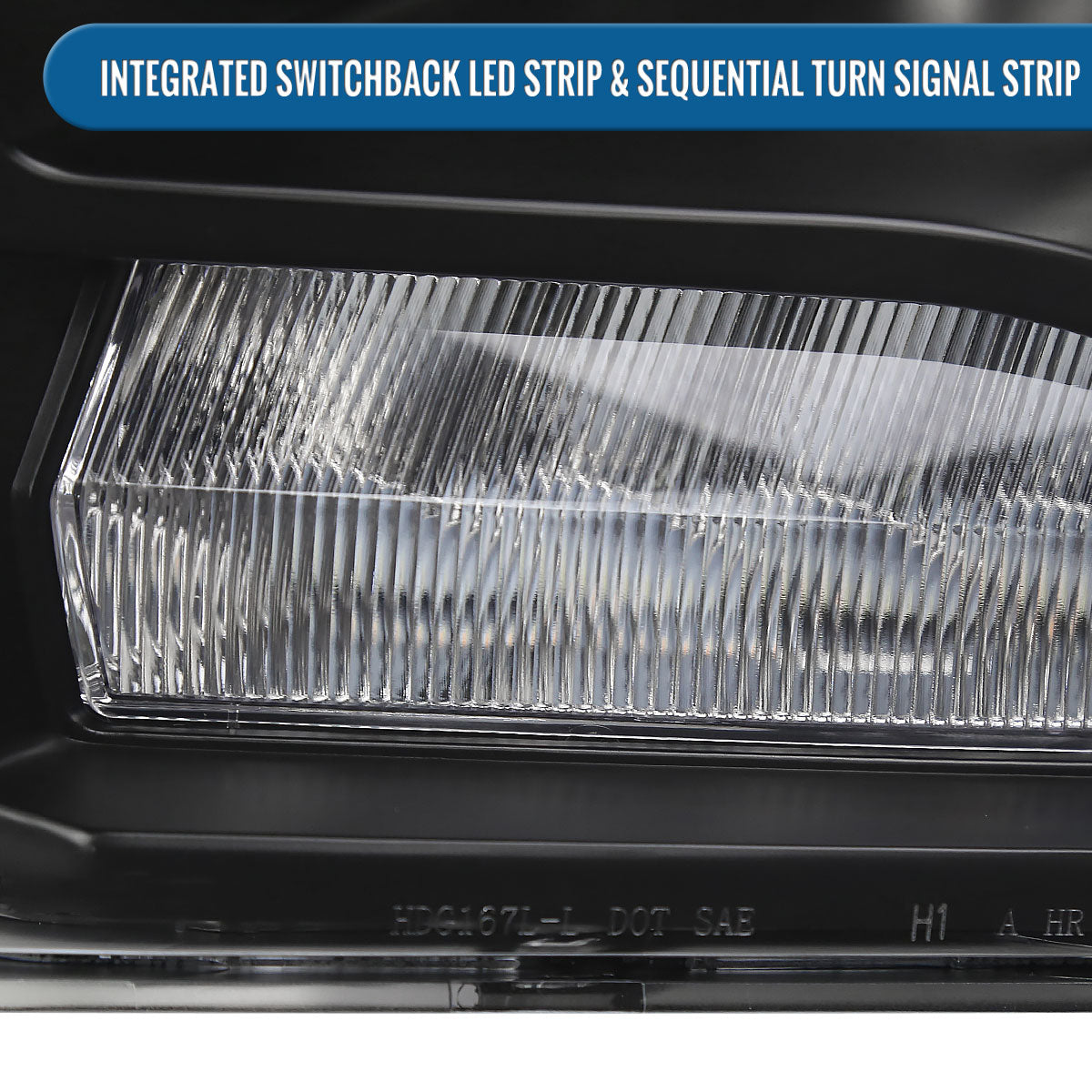 Ronnin - Fits 2009-2018 Ram 1500 2500 3500 2019-2024 Ram 1500 Classic Factory Dual Quad Upgraded Replacement LED Switchback Sequential Turn Signals Projector Headlights Assembly Pair | Black