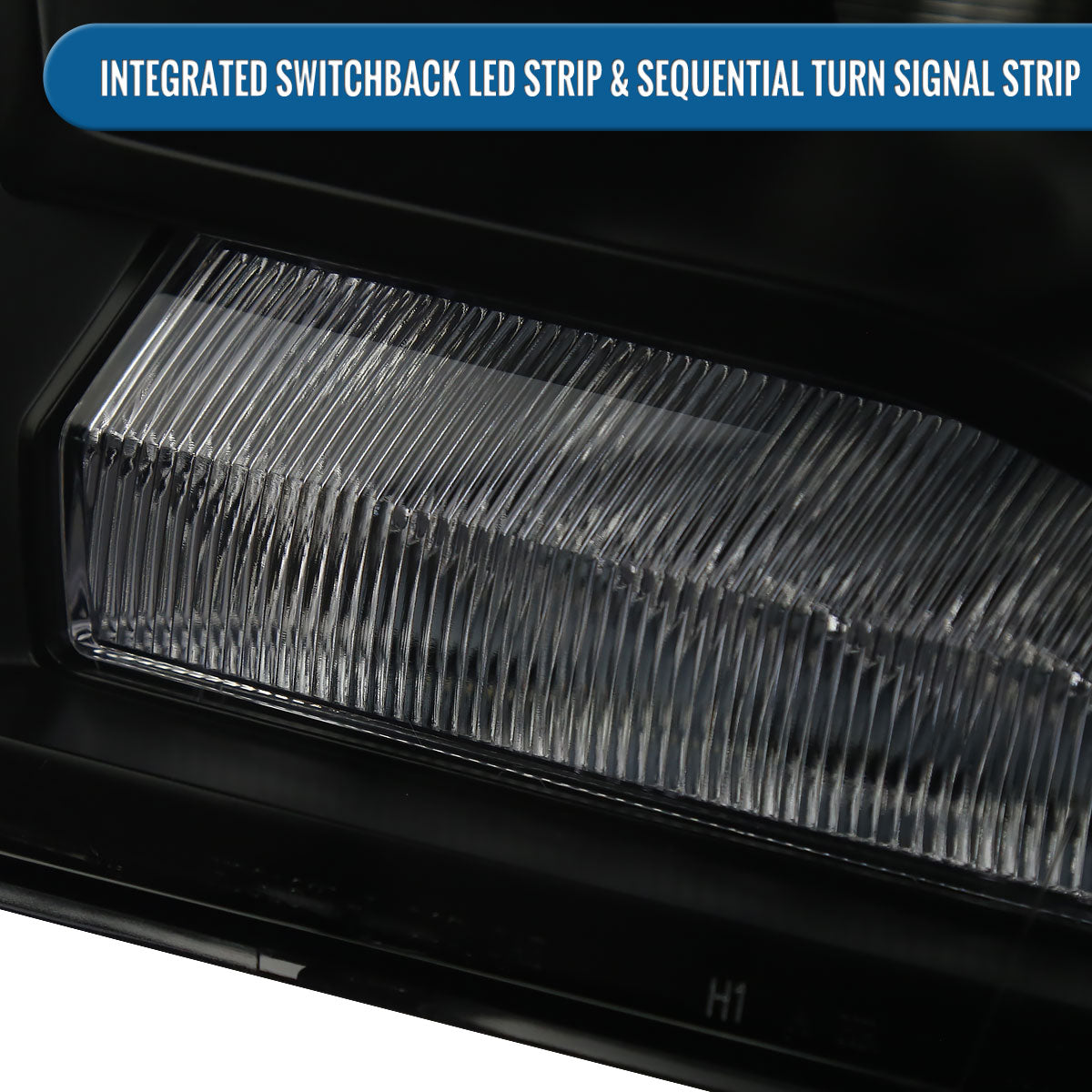 Ronnin - Fits 2009-2018 Ram 1500 2500 3500 2019-2024 Ram 1500 Classic Factory Dual Quad Replacement LED Switchback Sequential Turn Signals Projector Headlights Assembly Pair | Black Smoke