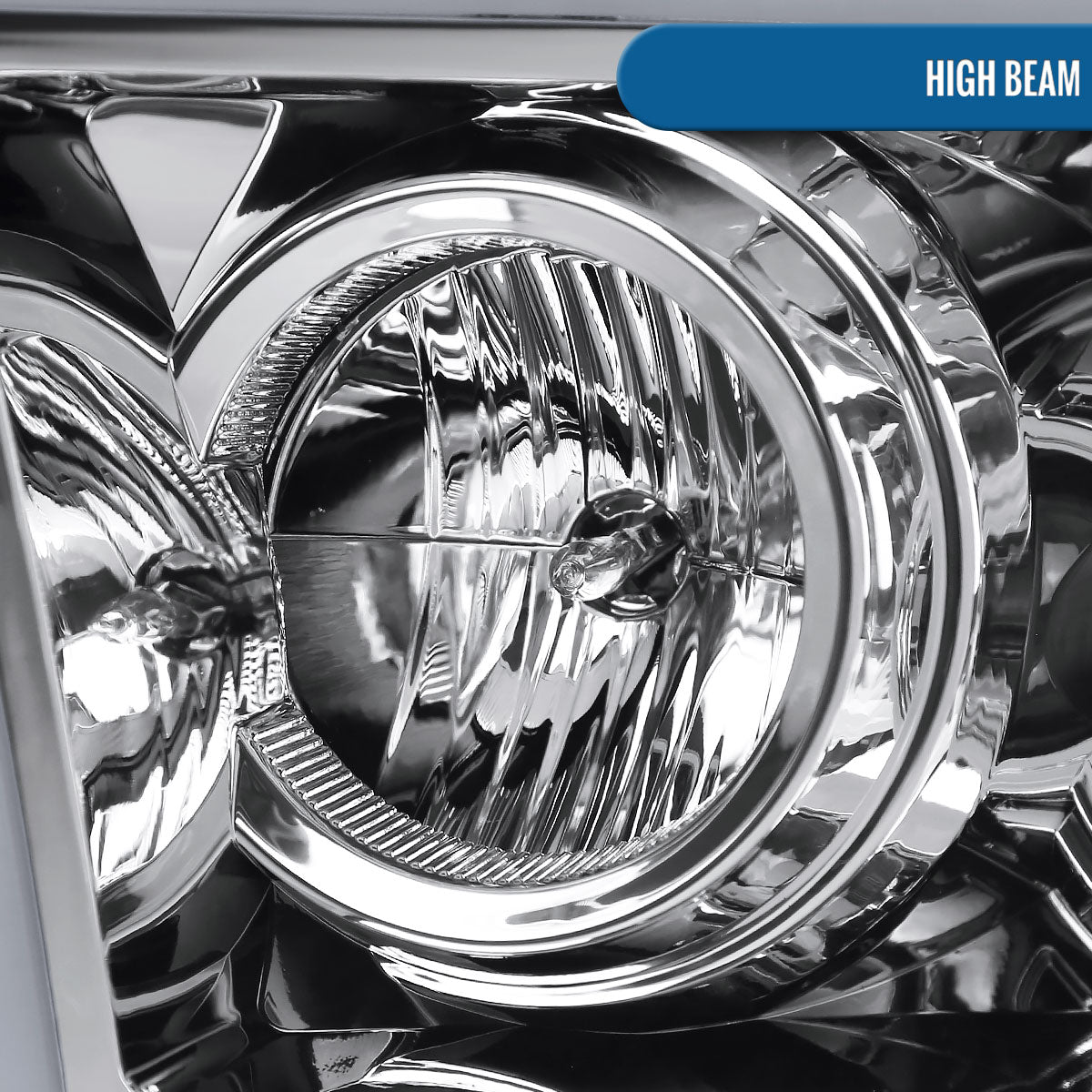 Ronnin - Fits 2009-2018 Ram 1500 2500 3500 2019-2024 Ram 1500 Classic Halogen Projector Headlights LED Tube Switchback Sequential Turn Signal Lights Assembly Pair | Chrome