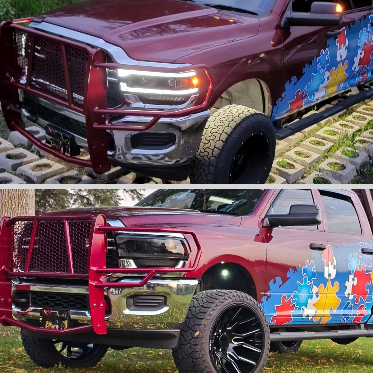 Ronnin - Fits 2019-2024 Ram 2500 3500 4500 5500 Upgraded Halogen Dual Projector Headlights LED Switchback Sequential Turn Signal + Animated Startup Effect Assembly Pair | Black Smoke