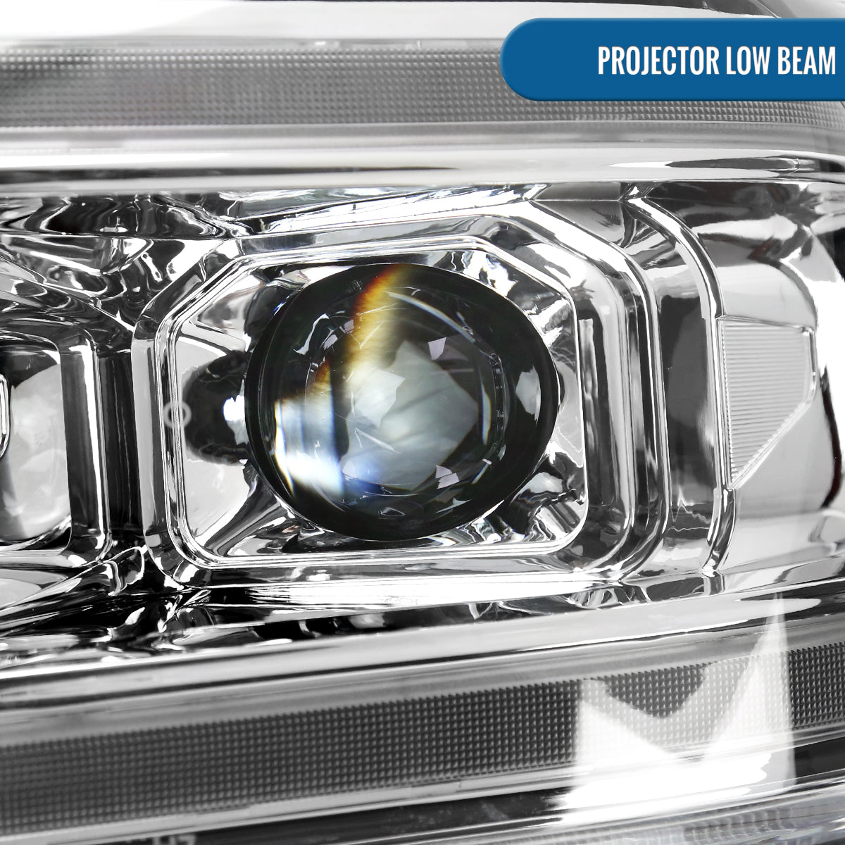 Ronnin - Fits 2019-2024 Ram 2500 3500 4500 5500 Upgraded Halogen Dual Projector Headlights LED Switchback Sequential Turn Signal + Animated Startup Effect Assembly Pair | Chrome