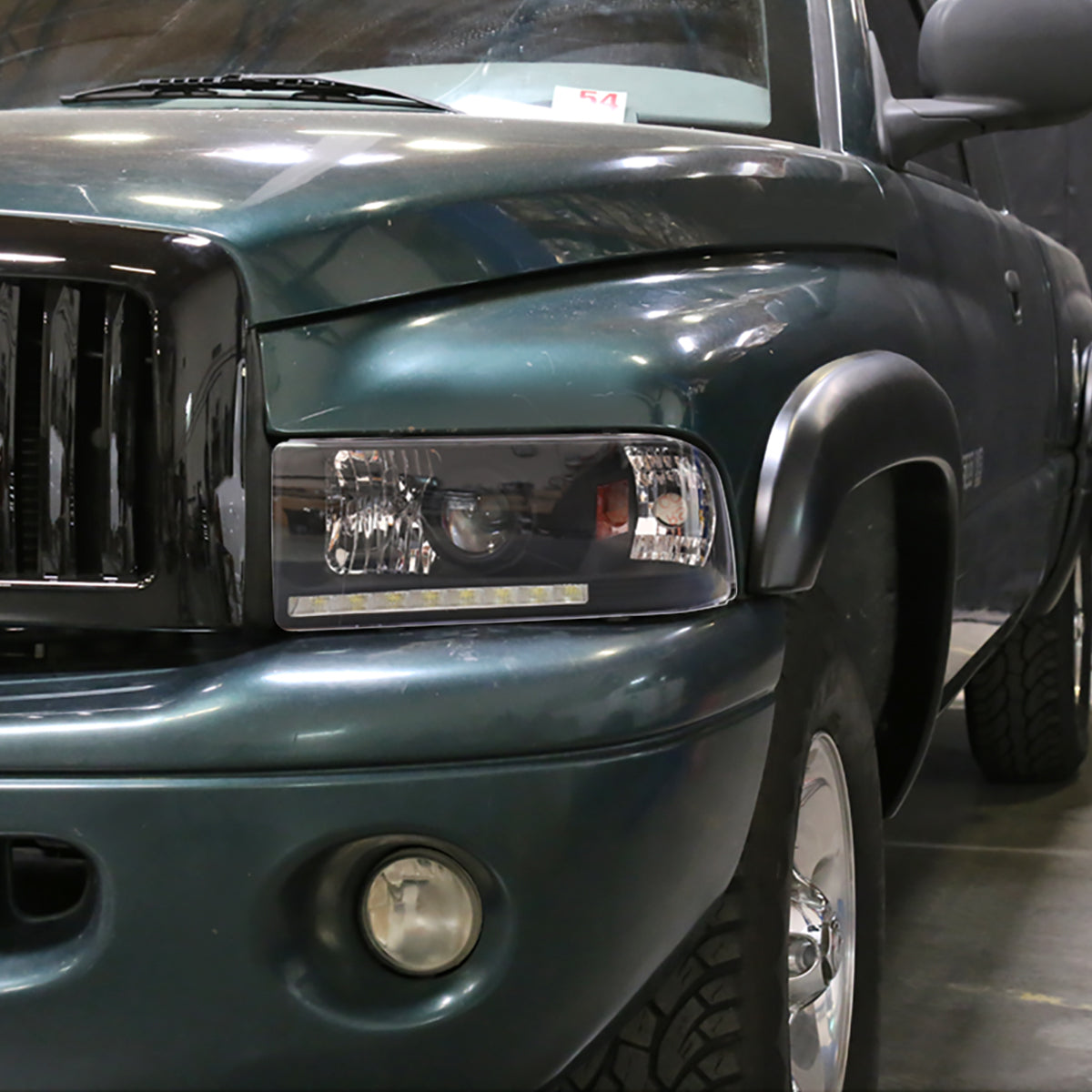 Ronnin - Fits 1994-2002 Ram 1500 2500 3500 Projector Headlights LED Running Lights Assembly Pair | Black