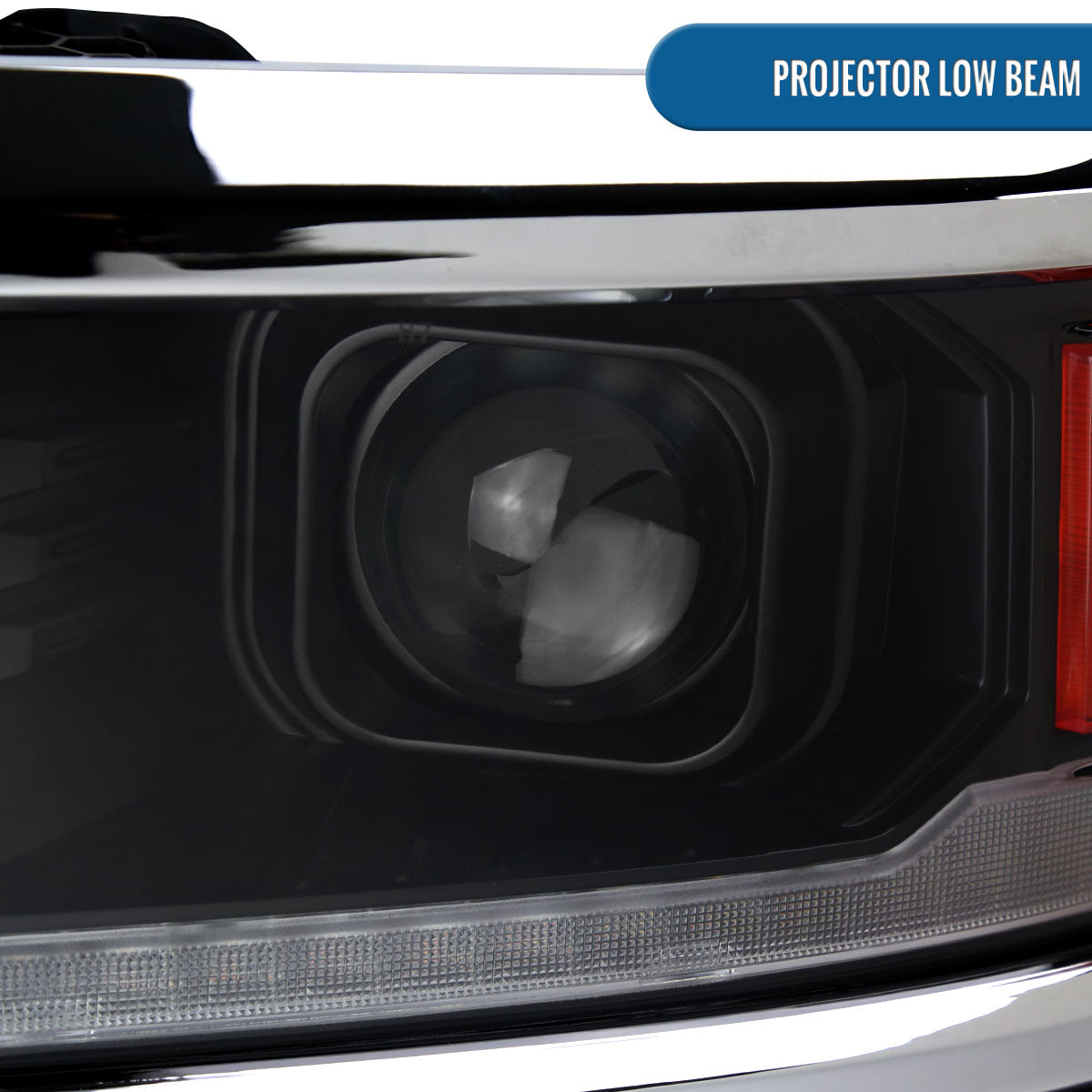 Ronnin - Fits 2014-2015 Chevy Silverado 1500 Upgraded Dual Projector Headlights LED Switchback Sequential Turn Signals + Animated Startup Effect Assembly Pair | Black | Chrome Trim