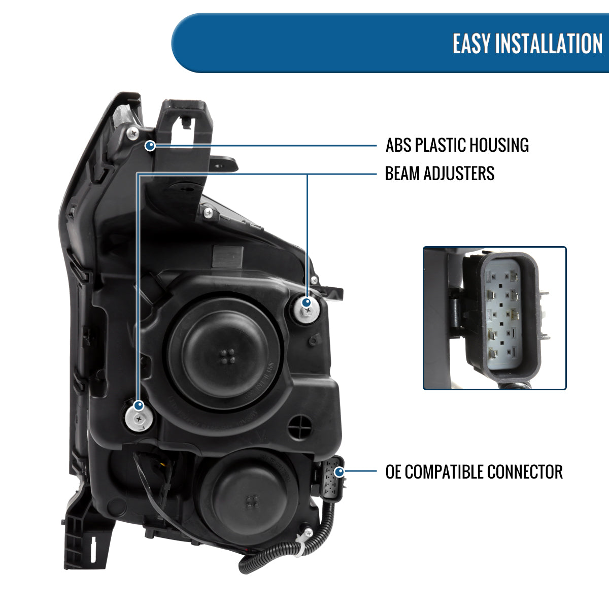 Ronnin - Fits 2010-2016 Cadillac SRX Projector Headlights LED Tube Switchback Sequential Turn Signals + Animated Startup Effect Parking Assembly Pair | Chrome