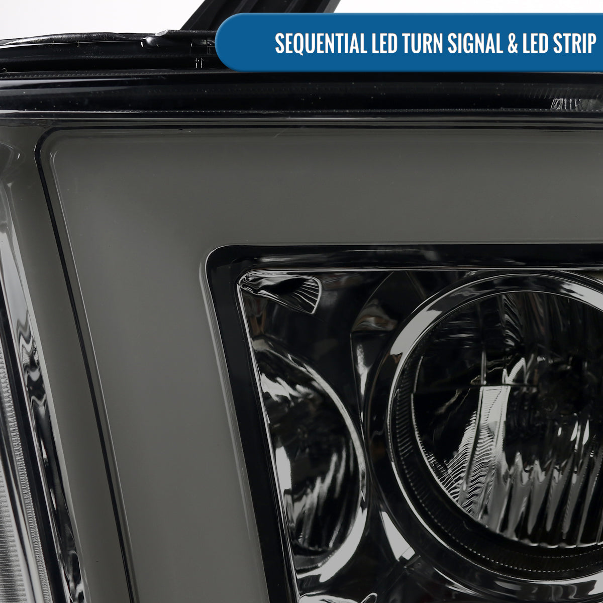 Ronnin - Fits 2007-2017 Toyota Tundra Sequoia Projector Headlights LED Switchback Sequential Turn Signals Replacement Assembly Pair | Smoke
