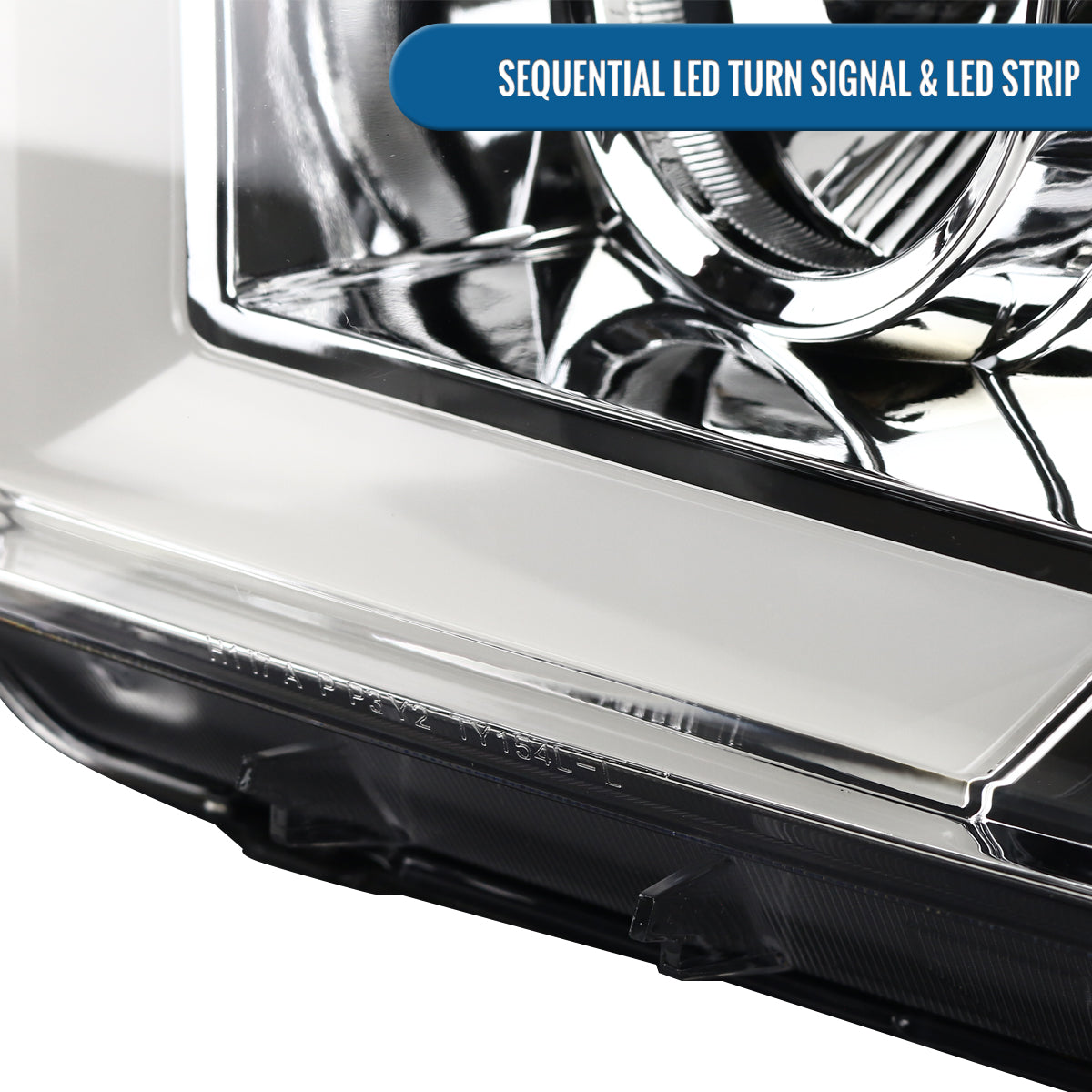 Ronnin - Fits 2007-2017 Toyota Tundra Sequoia Projector Headlights LED Switchback Sequential Turn Signals Replacement Assembly Pair | Chrome