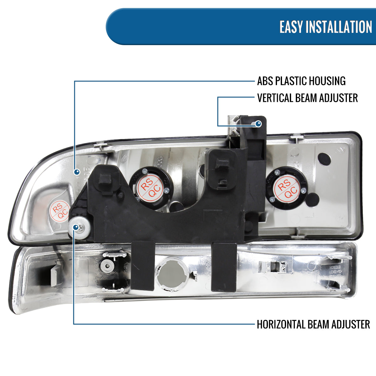 Ronnin - Fits 1998-2004 Chevy Blazer S10 Pickup Factory Replacement Headlights + Bumper Lamps Assembly Pair | Smoke