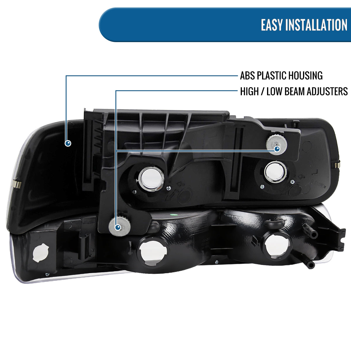 Ronnin - Fits 1999-2002 Silverado 1500 2500 2000-2006 Suburban 1500 2500 Tahoe Headlights + Bumper Parking Signal Lamps Replacement Pair | Black