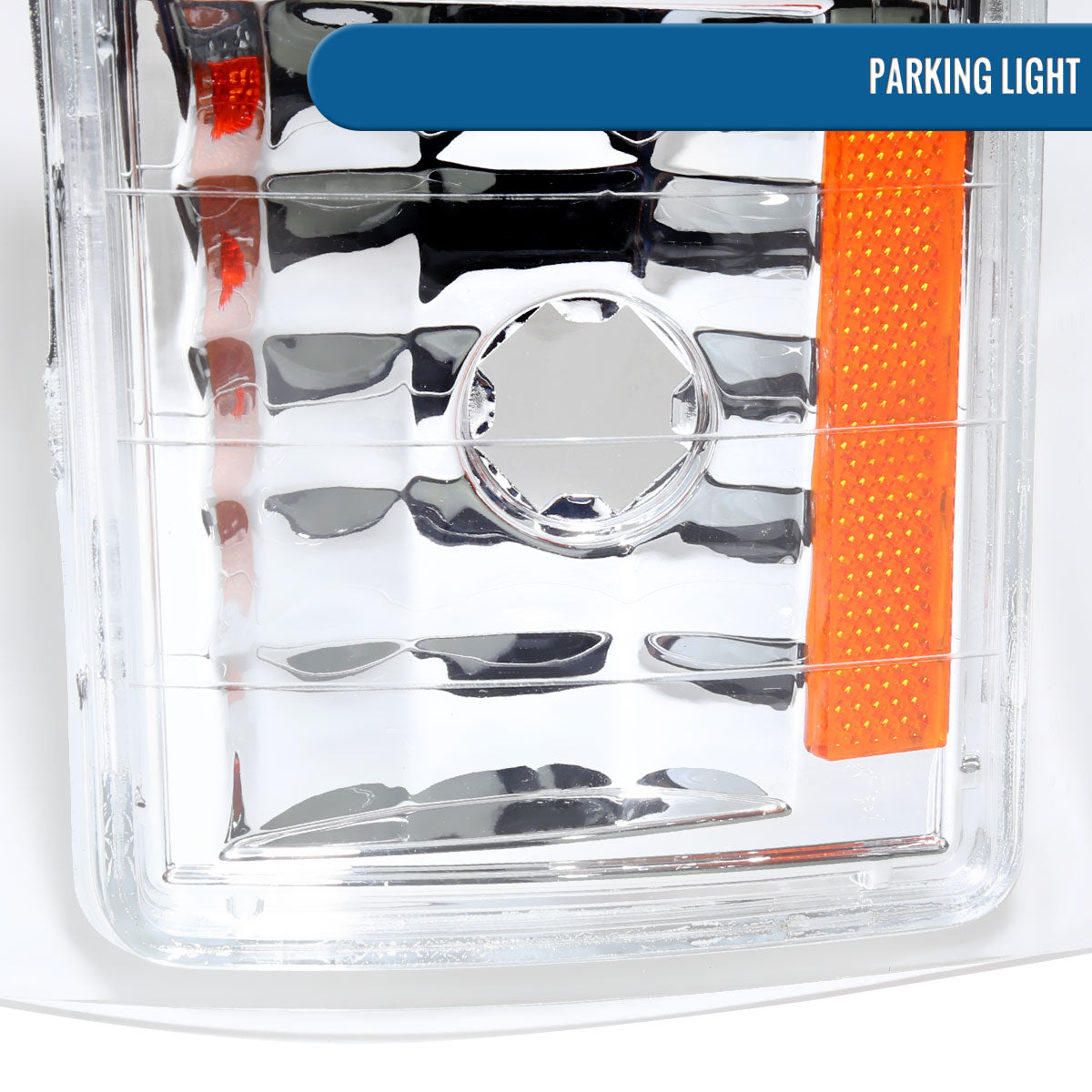 Ronnin - Fits 1994-1998 Chevy C10 C/K Silverado Suburban Tahoe LED Tube Headlights + Corner Bumper Parking Lights Assembly Pair | Chrome