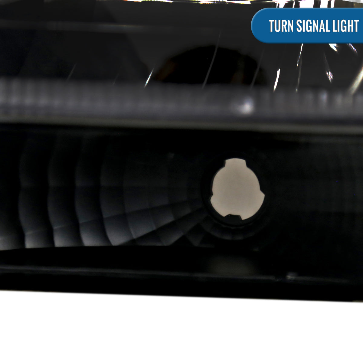 Ronnin - Fits 1992-1996 Ford F150 F250 F350 Bronco Factory Replacement Headlights + Bumper Lights + Corner Lights Assembly Pair | Black