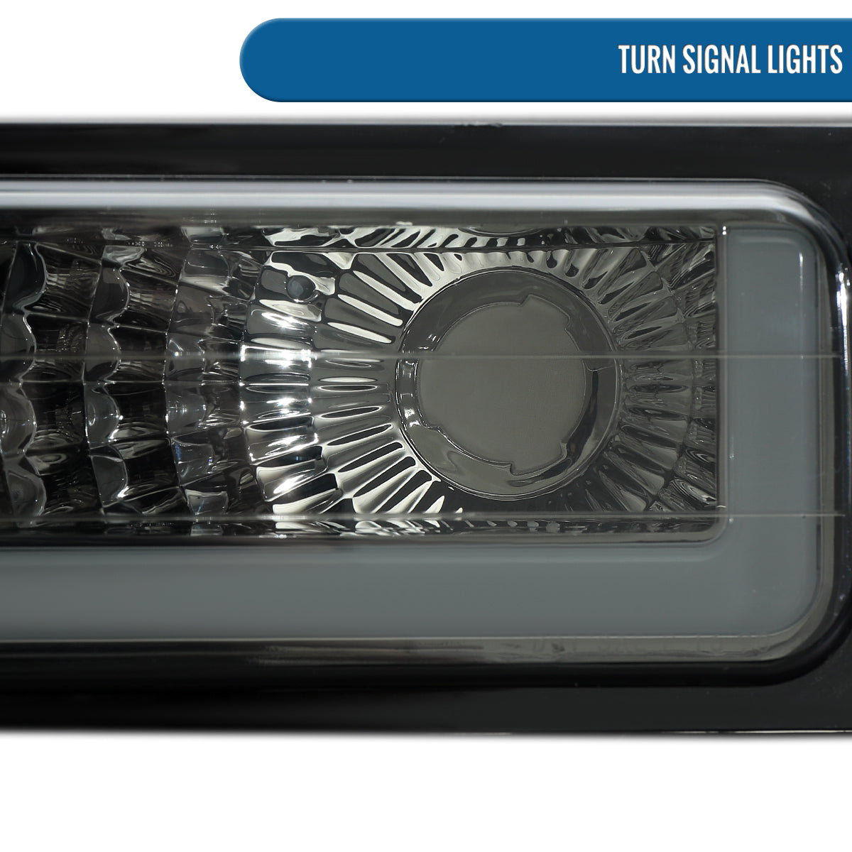 Ronnin - Fits 1994-1999 GMC C10 C/K Suburban Sierra Yukon LED Tube Headlights + Corner Bumper Parking Lights Assembly Pair | Smoke
