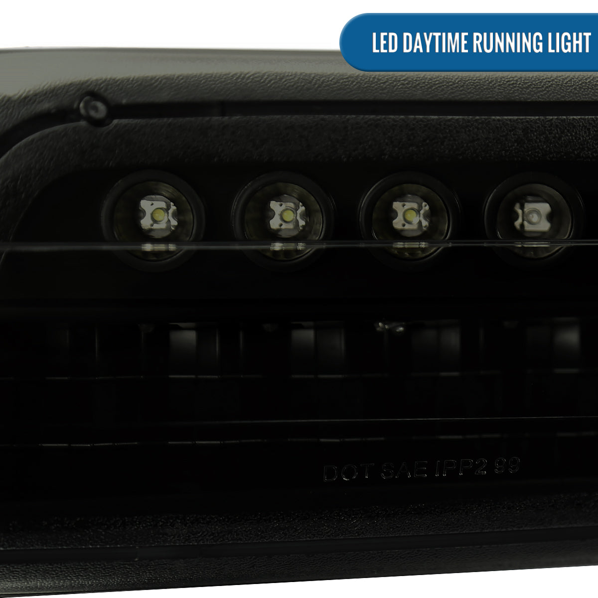 Ronnin - Fits 1999-2002 Silverado 2000-2006 Suburban Tahoe LED Dual Halo Rims Running Lights Projector Headlights + Full LED Bumper Lamps Assembly Pair | Black Smoke