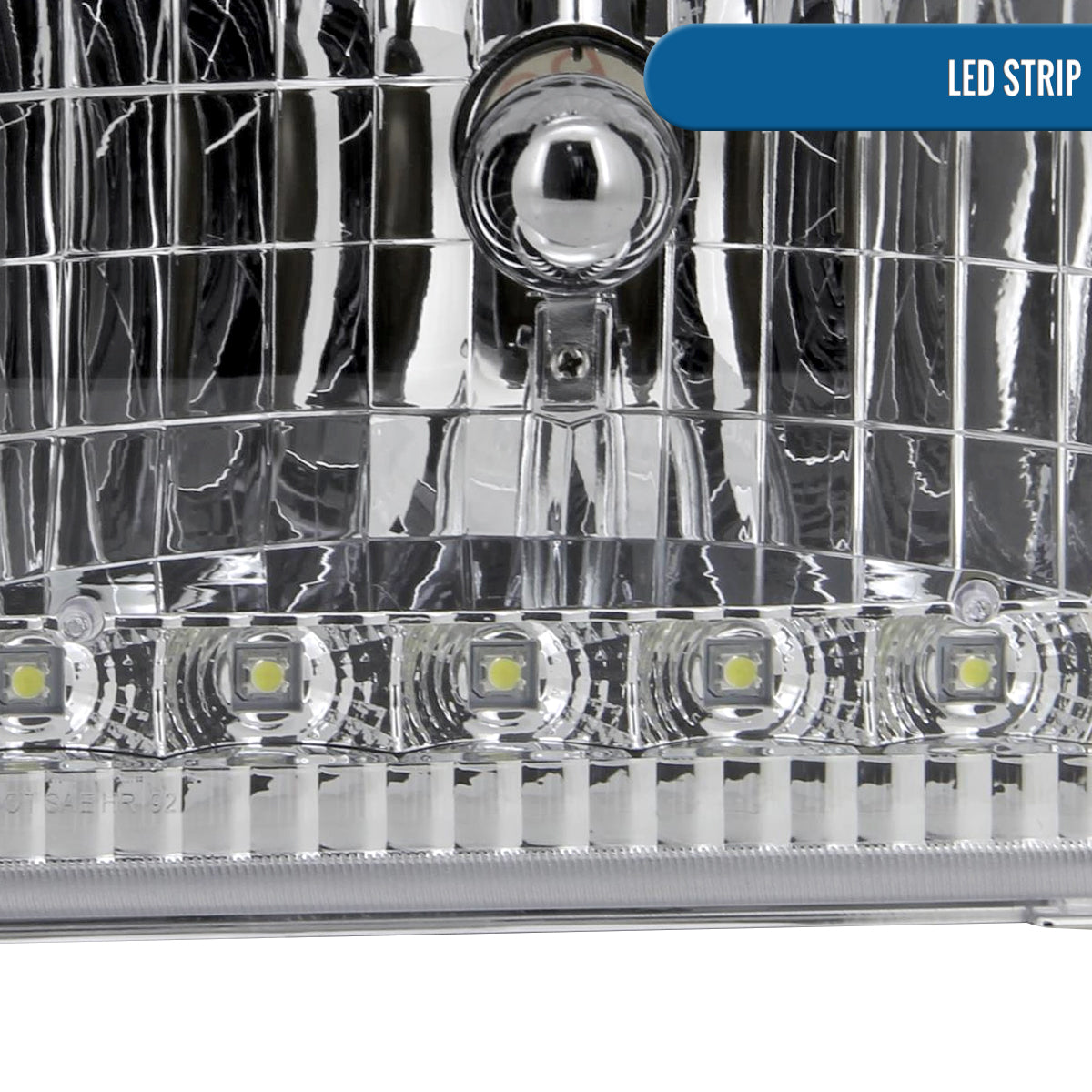 Ronnin - Fits 1992-2006 Ford Econoline E-Series Cargo Van LED Tube Headlights + Corner Parking Signal Lamps Replacement Assembly Pair | Chrome