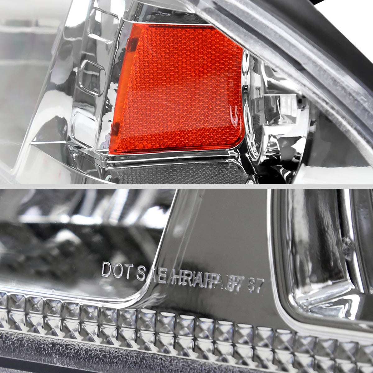 Ronnin - Fits 1987-1993 Ford Mustang Factory Replacement All-in-One Headlights Assembly Pair | Chrome