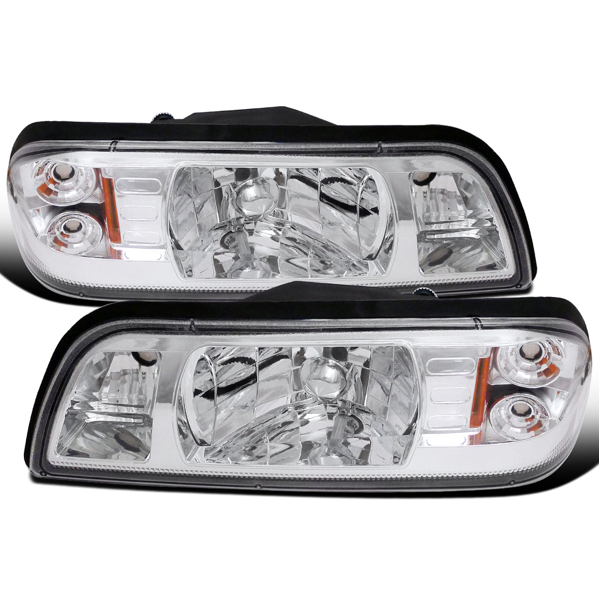 Ronnin - Fits 1987-1993 Ford Mustang Factory Replacement All-in-One Headlights Assembly Pair | Chrome