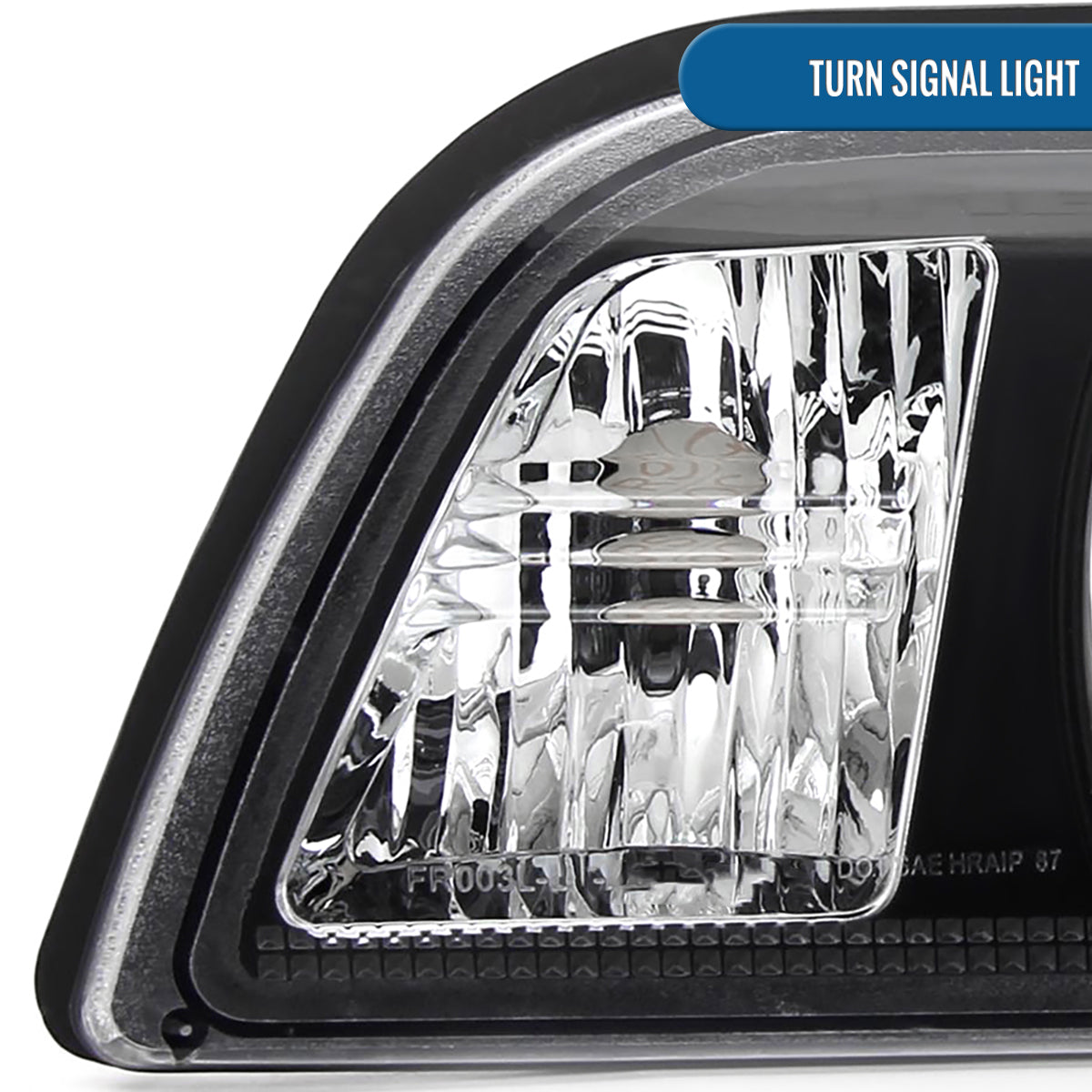 Ronnin - Fits 1987-1993 Ford Mustang Factory Replacement All-in-One Headlights Assembly Pair | Black