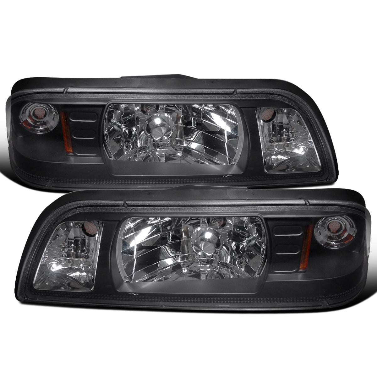 Ronnin - Fits 1987-1993 Ford Mustang Factory Replacement All-in-One Headlights Assembly Pair | Black