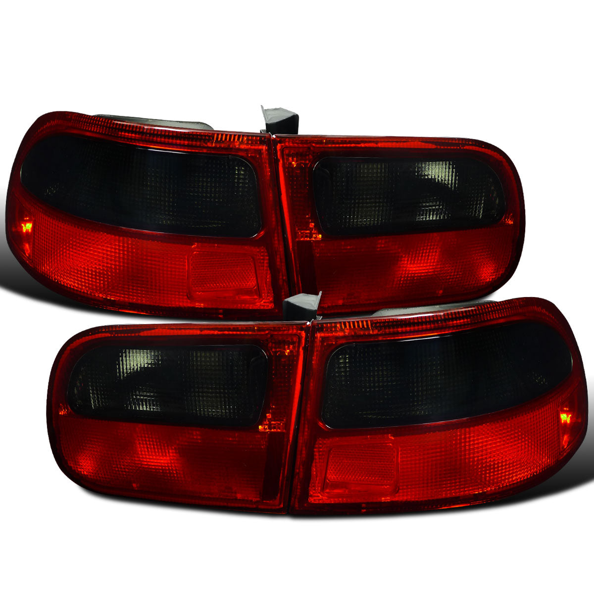 Ronnin - Fits 1992-1995 Honda Civic Coupe 2Dr Hatchback Factory Replacement Tail Lights Assembly Pair | Red Smoke
