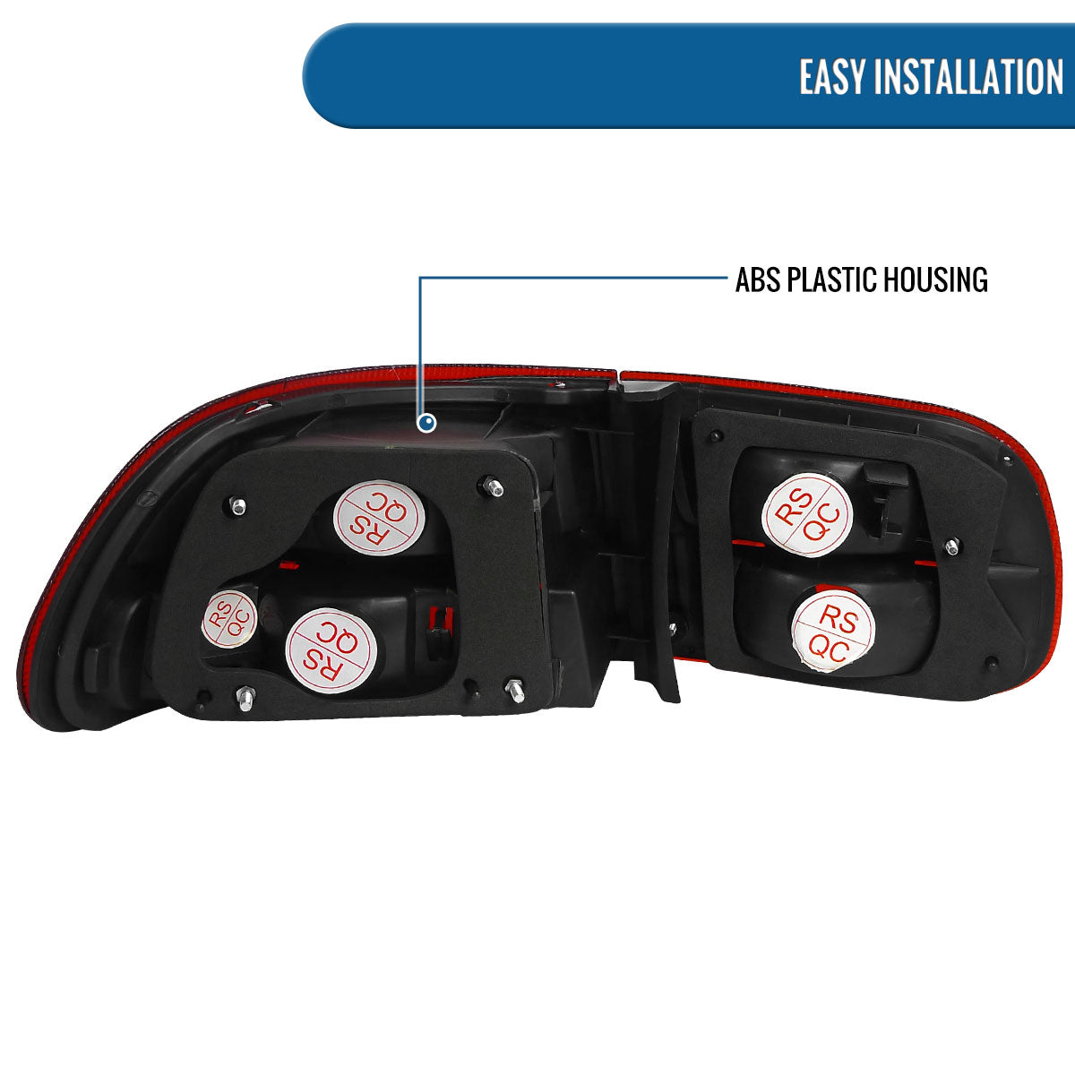 Ronnin - Fits 1992-1995 Honda Civic Coupe 2Dr Hatchback Factory Replacement Tail Lights Assembly Pair | Red Clear