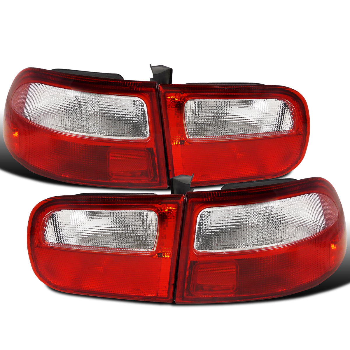 Ronnin - Fits 1992-1995 Honda Civic Coupe 2Dr Hatchback Factory Replacement Tail Lights Assembly Pair | Red Clear