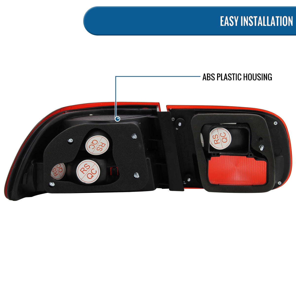 Ronnin - Fits 1992-1995 Honda Civic Sedan Coupe 4Dr 2Dr Factory Replacement Tail Lights Assembly Pair | Red Clear