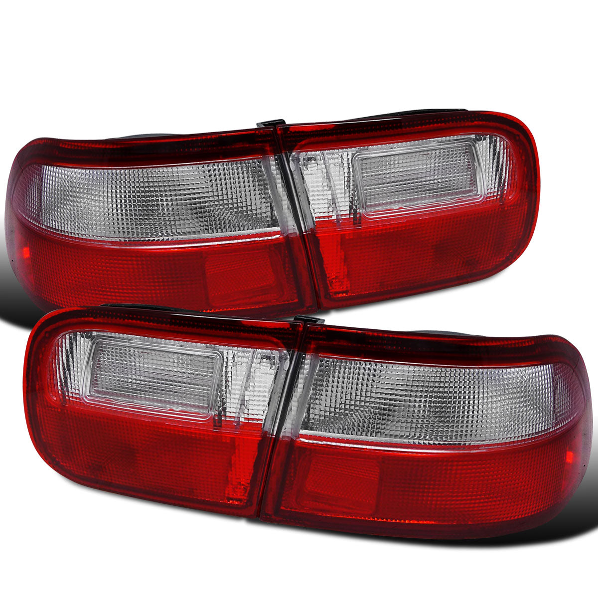 Ronnin - Fits 1992-1995 Honda Civic Sedan Coupe 4Dr 2Dr Factory Replacement Tail Lights Assembly Pair | Red Clear