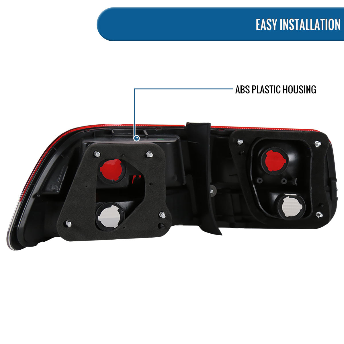 Ronnin - Fits 1996-2000 Honda Civic Coupe 2Dr Factory Replacement Tail Lights Assembly Pair | Red Clear