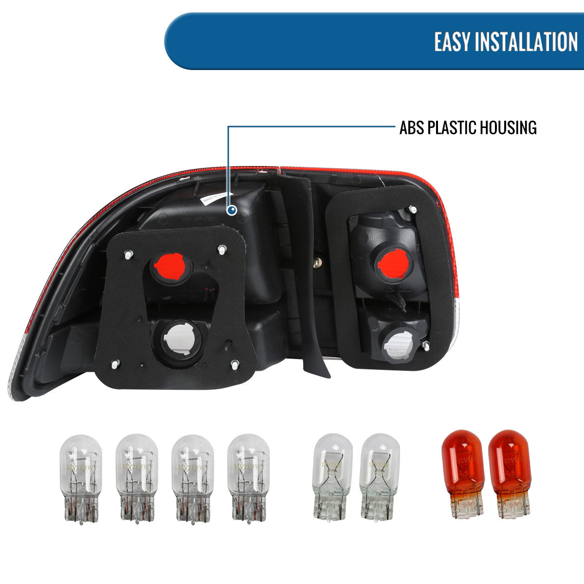 Ronnin - Fits 1996-1998 Honda Civic Sedan 4Dr Factory Replacement Tail Lights Assembly Pair | Red Clear