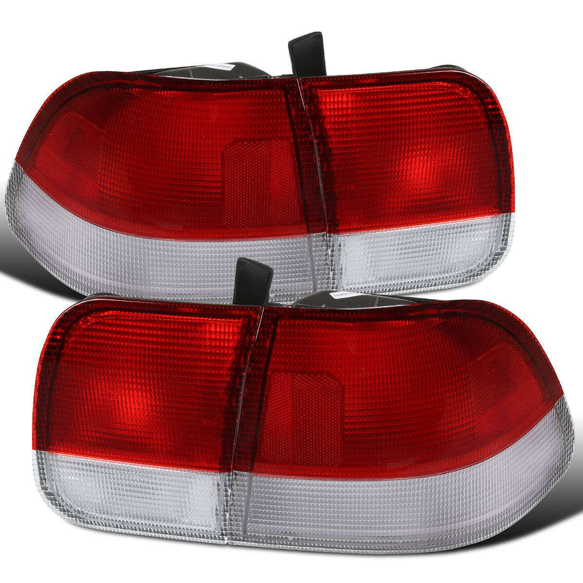 Ronnin - Fits 1996-1998 Honda Civic Sedan 4Dr Factory Replacement Tail Lights Assembly Pair | Red Clear